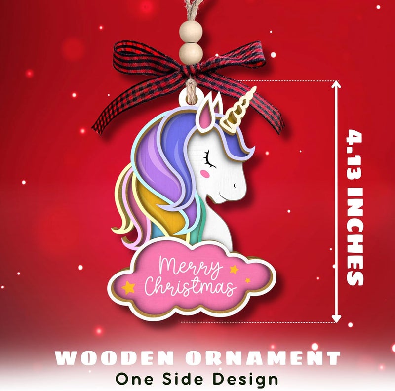 SUCHAGIFT Unicorn Ornament - Unicorn Ornaments for Christmas Tree, Christmas Ornaments for Kids - Rainbow Gifts for Kids, Little Girls, Teen Girls, Children - Wood Ornament 2025 - Image 2
